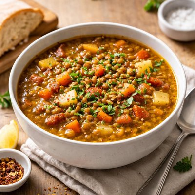 Lentil soup with veggies
