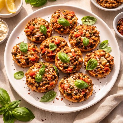 Lentil tomato basil snacks