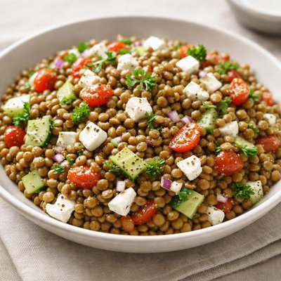 Lentils with feta cheese