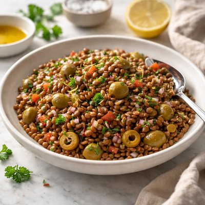 Lentils with green olives