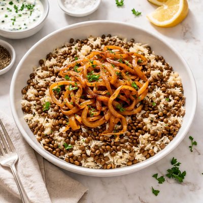 Lentils with rice and onion