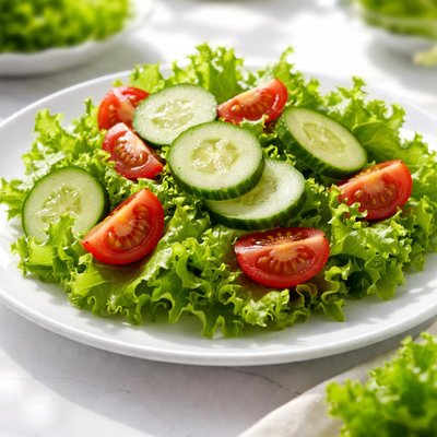 Lettuce  with cucumber  and tomatoes