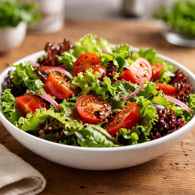 Lettuce and tomato salad with balsamic dressing