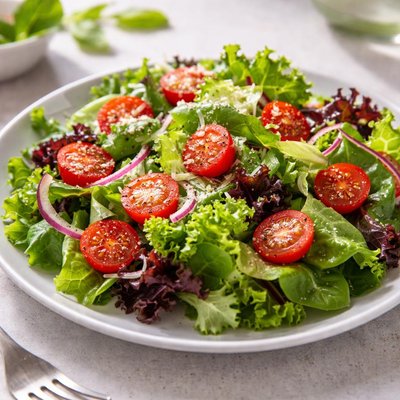 Lettuce salad with cherry tomatoes