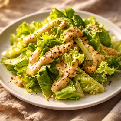 Lettuce with mustard sauce