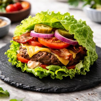 Lettuce wrap cheeseburger