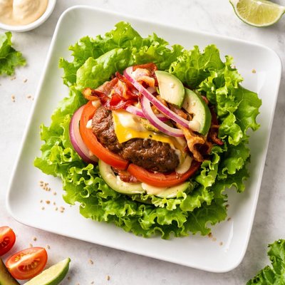 Lettuce wrap hamburger