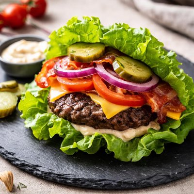Lettuce wrap hamburger no bun