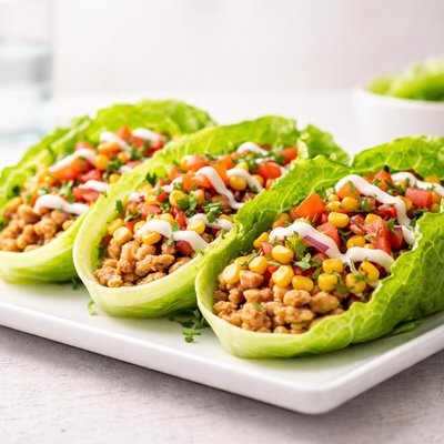 Lettuce wrap turkey tacos