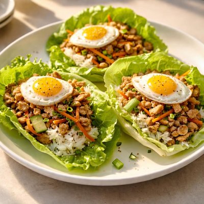 Lettuce wrap with rice and egg