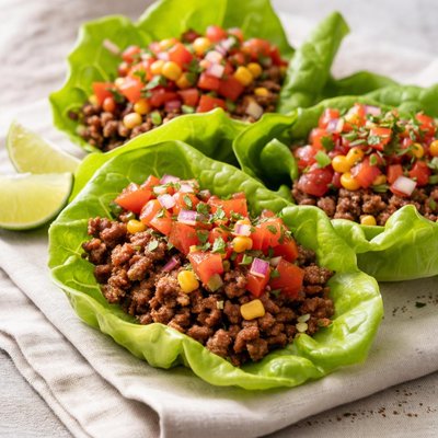 Lettuce wraps with beef and salsa