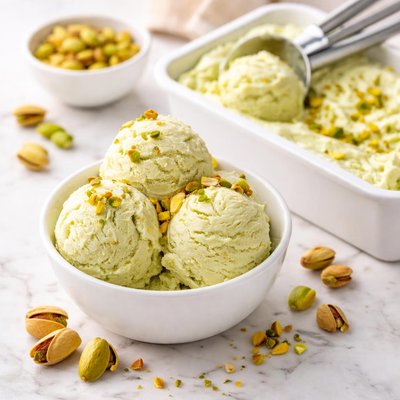 Light whey pistachio ice cream