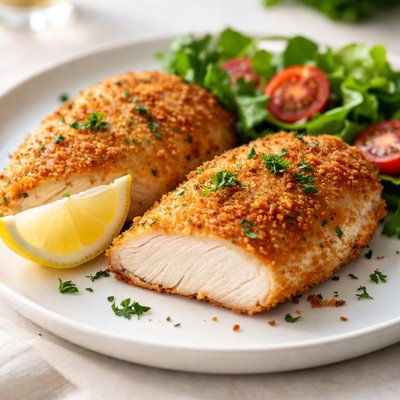 Lightly breaded chicken breast