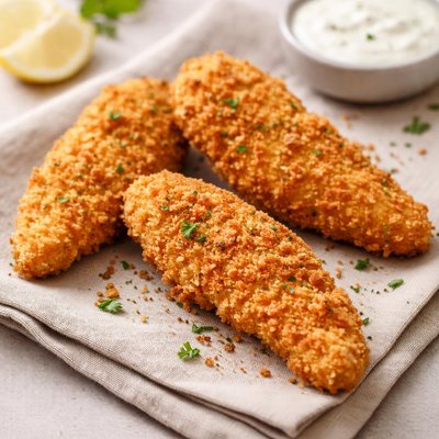 Lightly breaded chicken tender