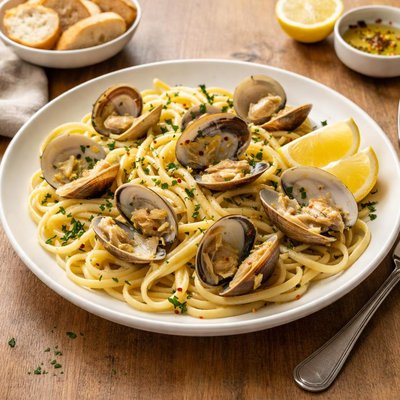 Linguine with white clam sauce