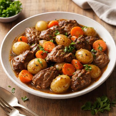 Liver with carrots and potatoes