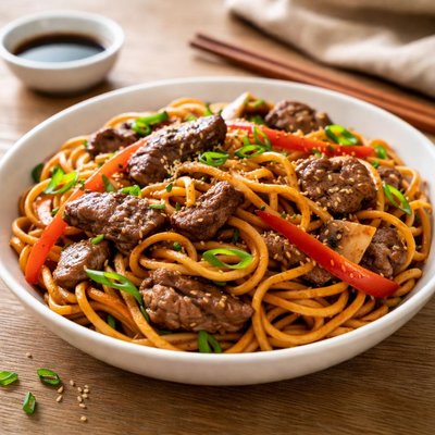 Lo mein with meat