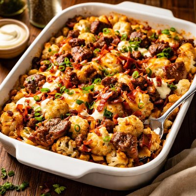 Loaded brisket cauliflower bake