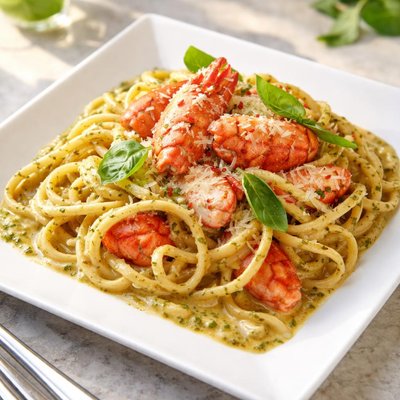 Lobster pesto cream sauce