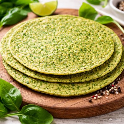 Low-carb spinach tortilla