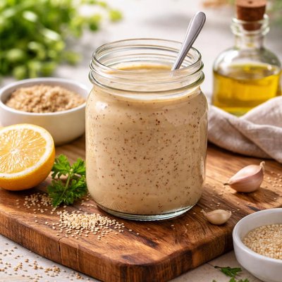 Low-fat sesame dressing