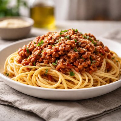 Low calorie spagetti with meat sauce