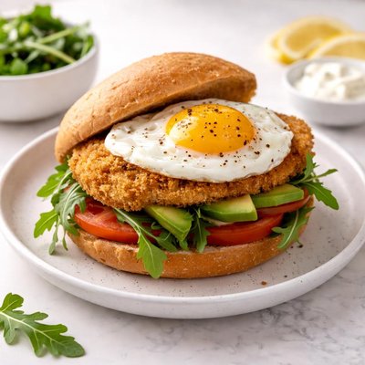 Sándwich Milanesa de Pollo con Huevo Bajo en Calorías