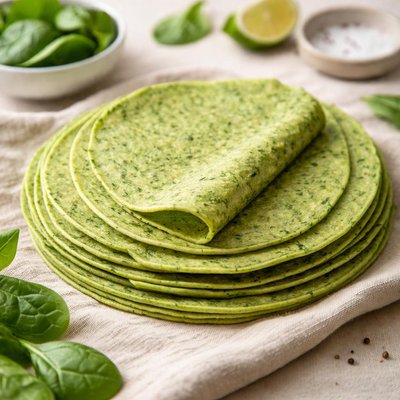 Low carb spinach tortillas