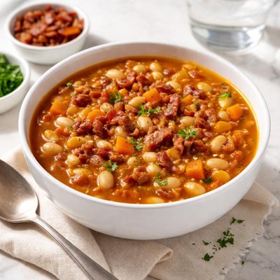 Low sodium bean with bacon soup