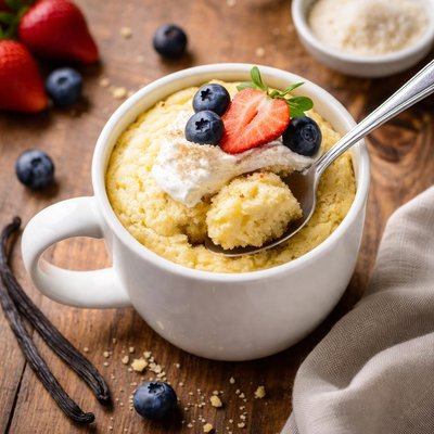 Low sugar vanilla mug cake