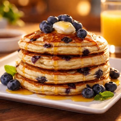 Lupe tortilla blueberry pancakes