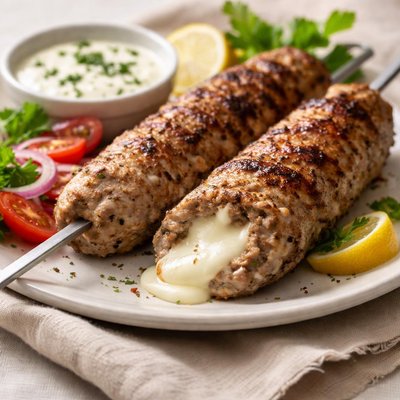 Lyula kebab with mozzarella