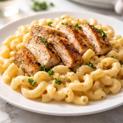 Macaroni and cheese with chicken