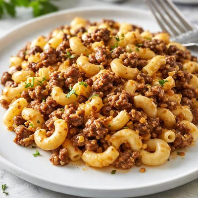 Macaroni and cheese with ground beef