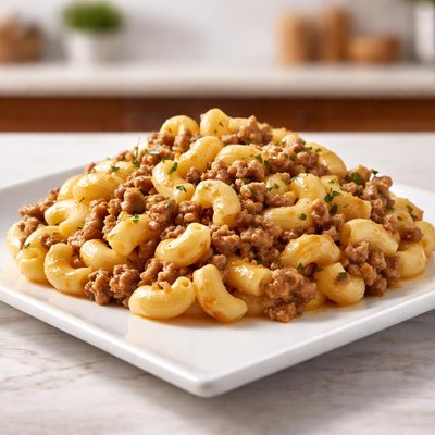 Macaroni and cheese with ground meat
