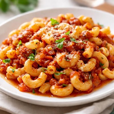 Macaroni pasta with tomato sauce