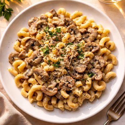 Macaroni with mushroom sauce