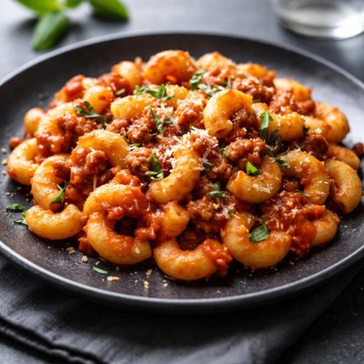 Macaroni with red sauce