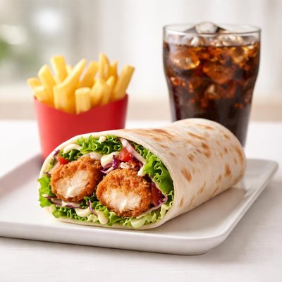 麦当劳鸡肉蒜味饼套餐小份，中杯零卡可乐