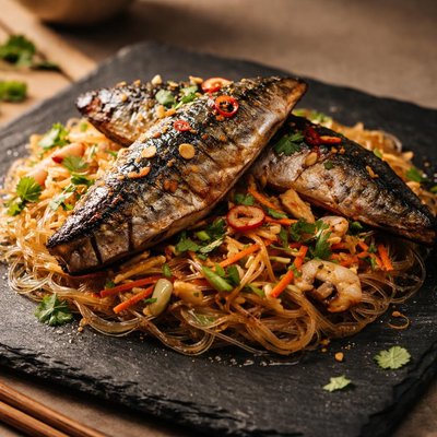 Mackerel fish with sotanghon