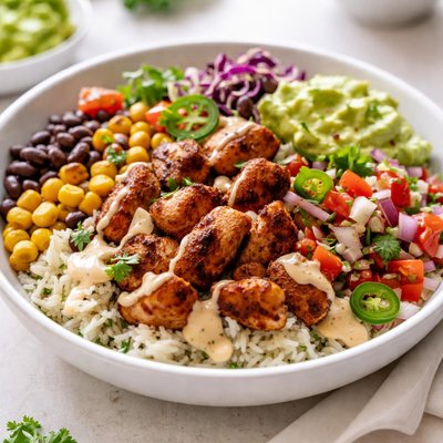 Mad mex spicy chicken burrito bowl