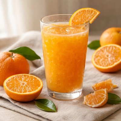 带果粒的橘子汁