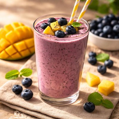 Mango bluberry smothie