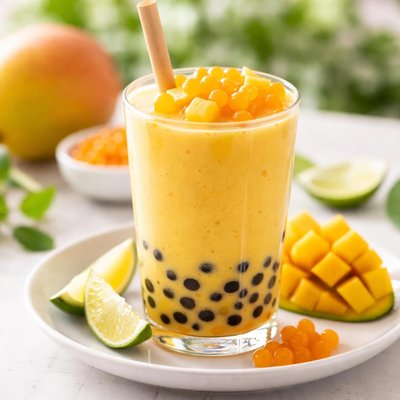 Mango boba tea