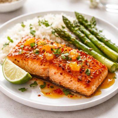 Mango chutney glazed salmon