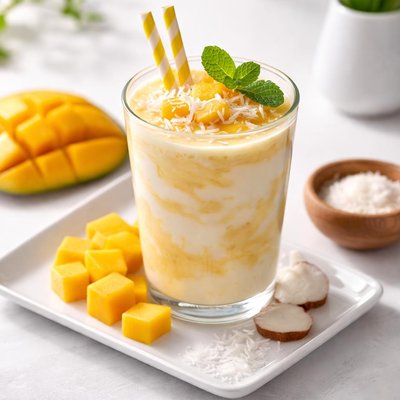 Mango coconut milk drink
