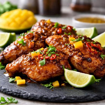 Mango glazed caribbean style chicken