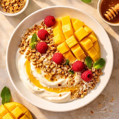 Mango greek yogurt bowl