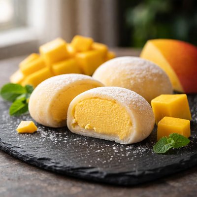 Mango ice cream mochi