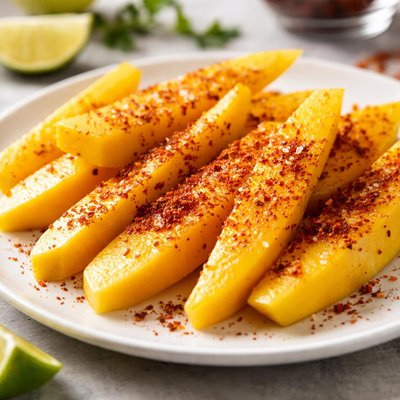 Mango slices with chili powder